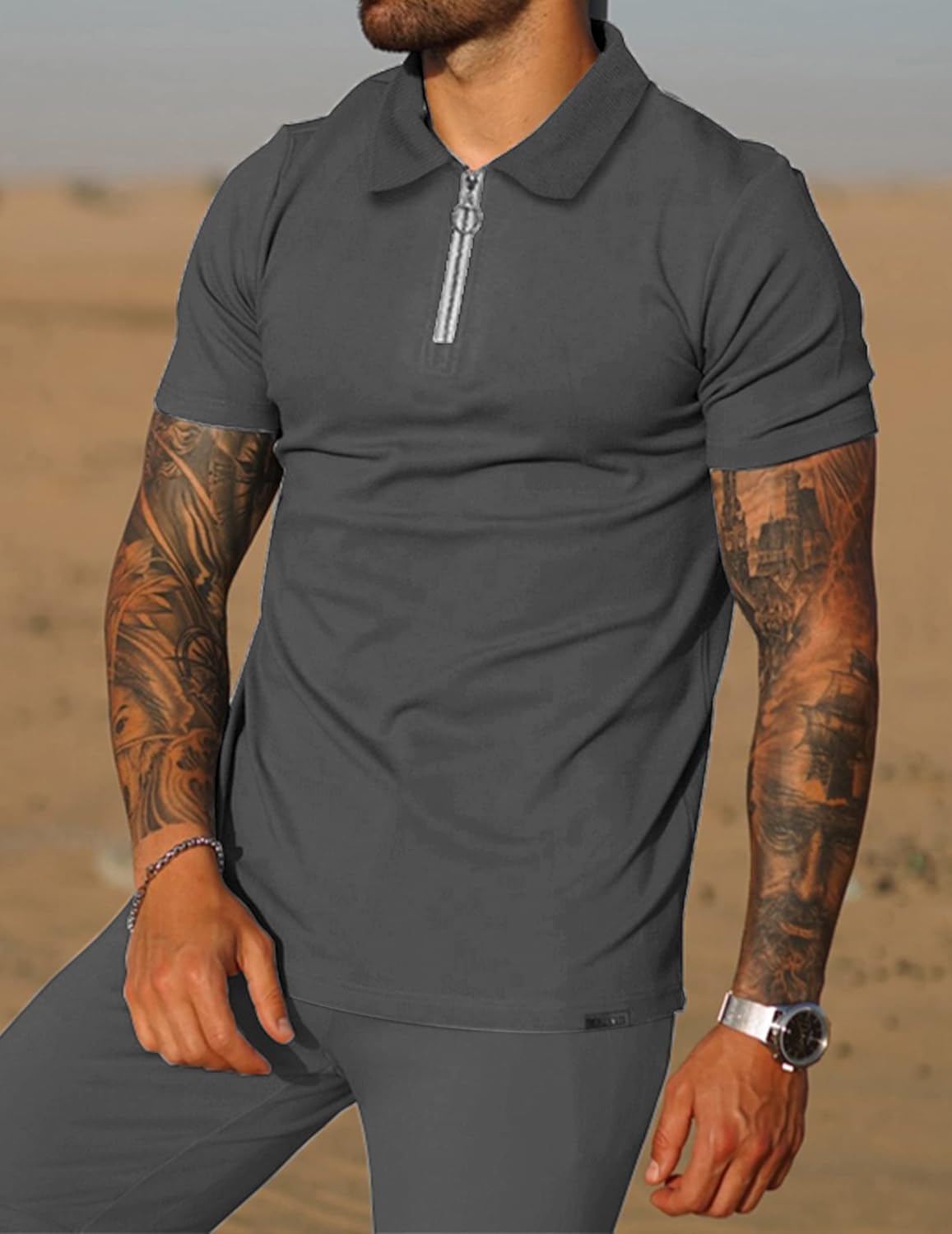 TURETRENDY Men's Tracksuit Set 2 Piece Quarter Zip Casual Golf Jogging Suit Athletic Sports Sweatsuits Set
