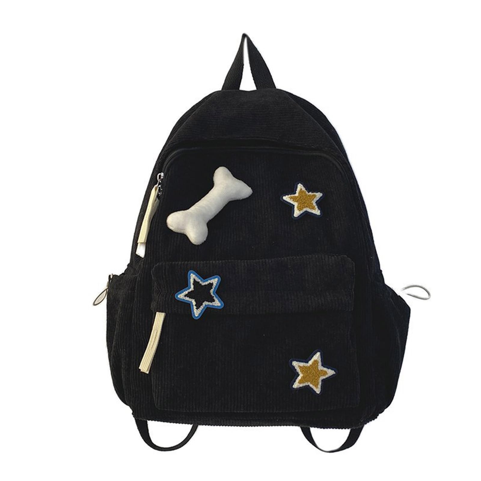 MICFENY Trendy Aesthetic Backpack Laptop Travel Daypack Star Pattern Bag Corduroy Bag Spacious School Bag for Women