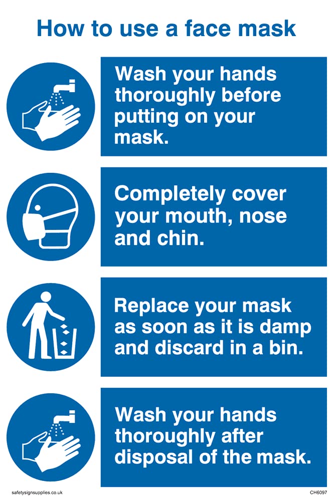 Pack of five - How to use a face mask Sign - 100x150mm - A6P