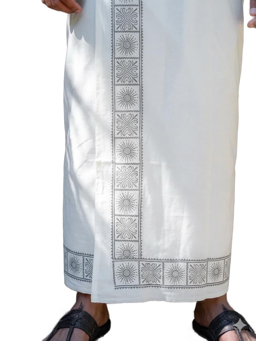 niira Kora Khadi Dhoti Lungi for Men | Traditional Veshti Pancha Wrap | Lightweight Ethnic Wear for Festivals, Ceremonies & Daily Comfort-picture-11