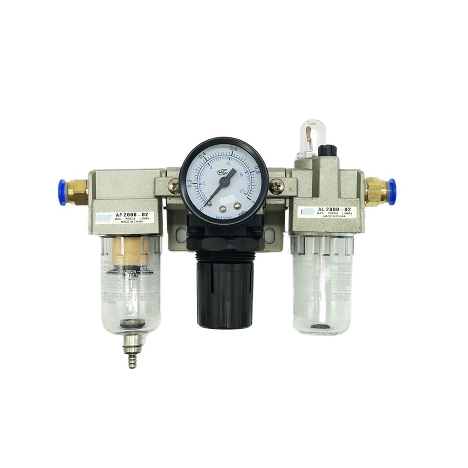 AC2000-02 1/4 pouces régulateur de pression jauge compresseur d'air filtre huile séparateur d'humidité for filtre à eau déshumidificateur(With 8mm fitting)
