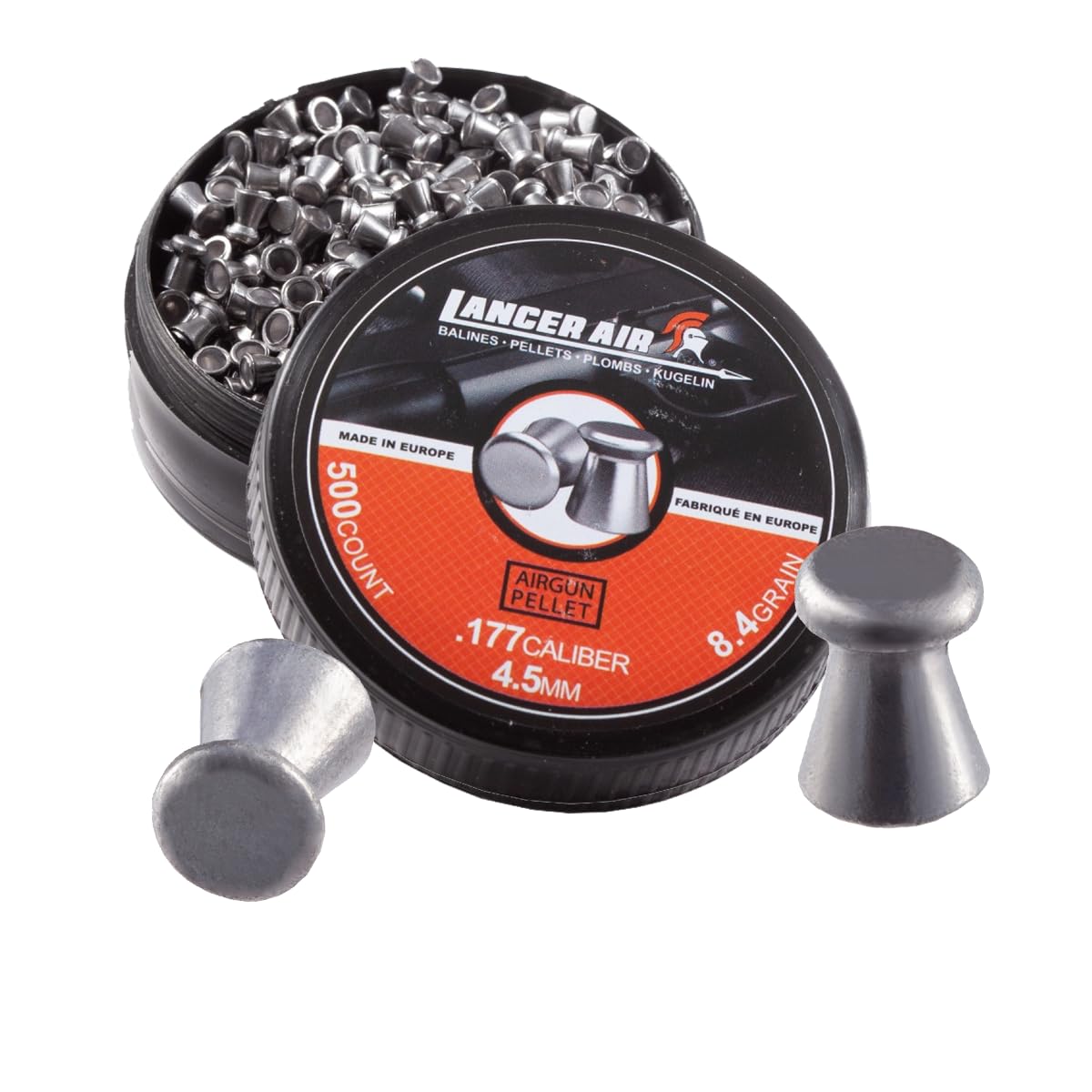 Lancer Tactical Airgun Metal Pellets 4.5mm 0.177 Caliber Hunting Pellets-500 Count