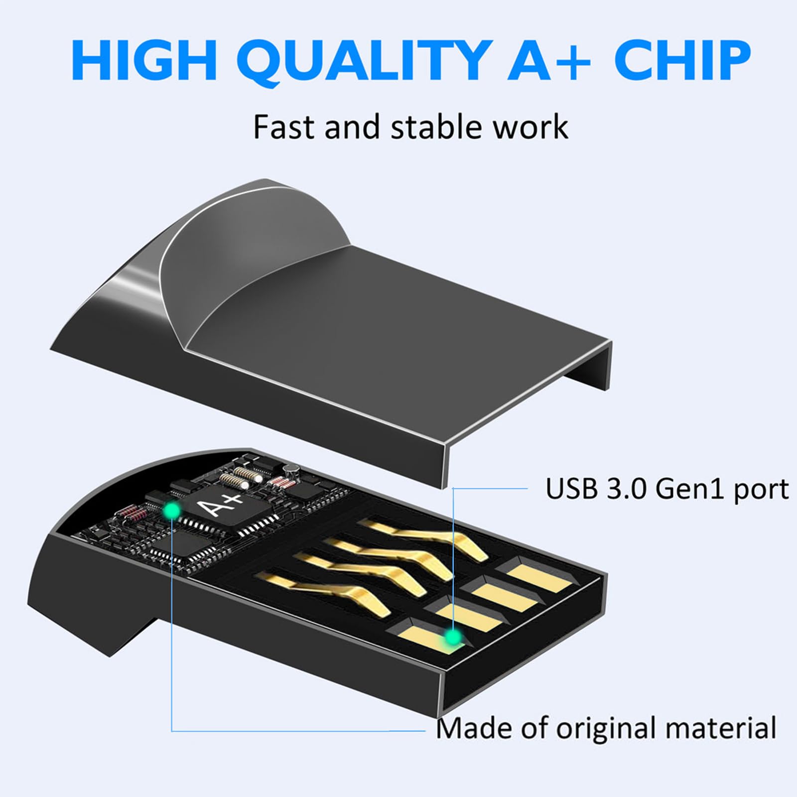 EASTBULL Paquete de 10 unidades flash pequeñas USB 2.0 de 2 GB con un adaptador USB-C | FAT32 - Miniunidades USB de 2 GB para almacenamiento de datos (gris, 10 cordones, 1 adaptador)