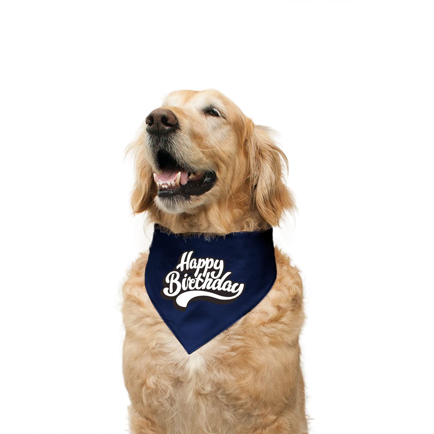 Ruse Reversible Dog Bandana Happy Birthday Printed 100% Cotton Navy and Acai Berry Striped Dog Scarf/Dog Gift Adjustable Snap Button for Dogs/Large (B09RQWFKDD) Amazon Price History, Amazon Price Tracker