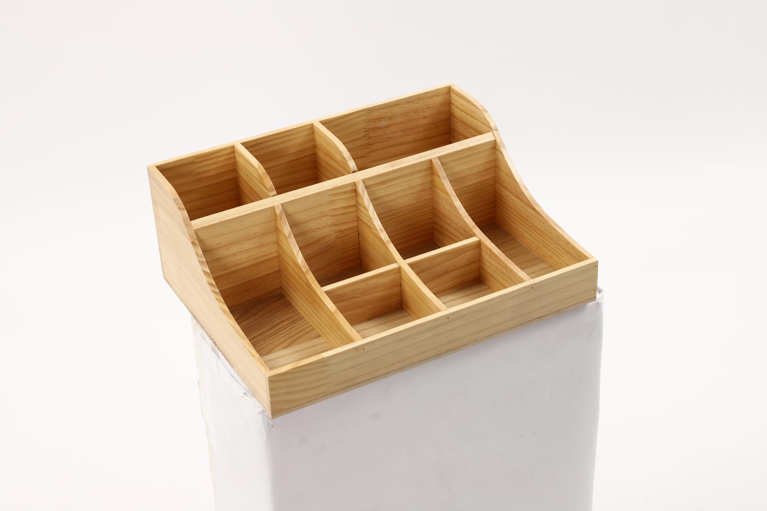 KAQvserbb Coffee Bar Organizer 9 Compartment Wood Condiment Rack