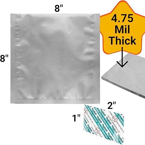 Miniatura 2 de Dry-Packs MB8x8-100CC-80PK80-Bolsas Mylar de 1 cuarto de galón y absorbentes de oxígeno para alimentos secos y almacenamiento a largo plazo por ®!,