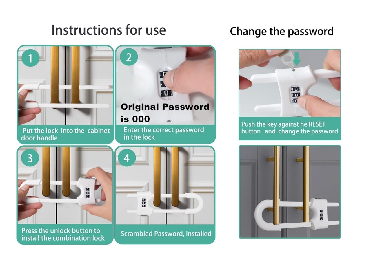 Door Handle Child Proof Pack Child Proof U-Shaped Code Sliding