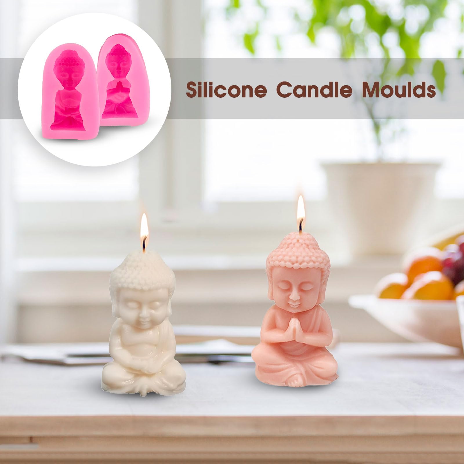 Stampi Per Candele In Silicone A Forma Di Buddha - 2 Pezzi, Per Fai Da Te, Resina E Sapone - Foto 3