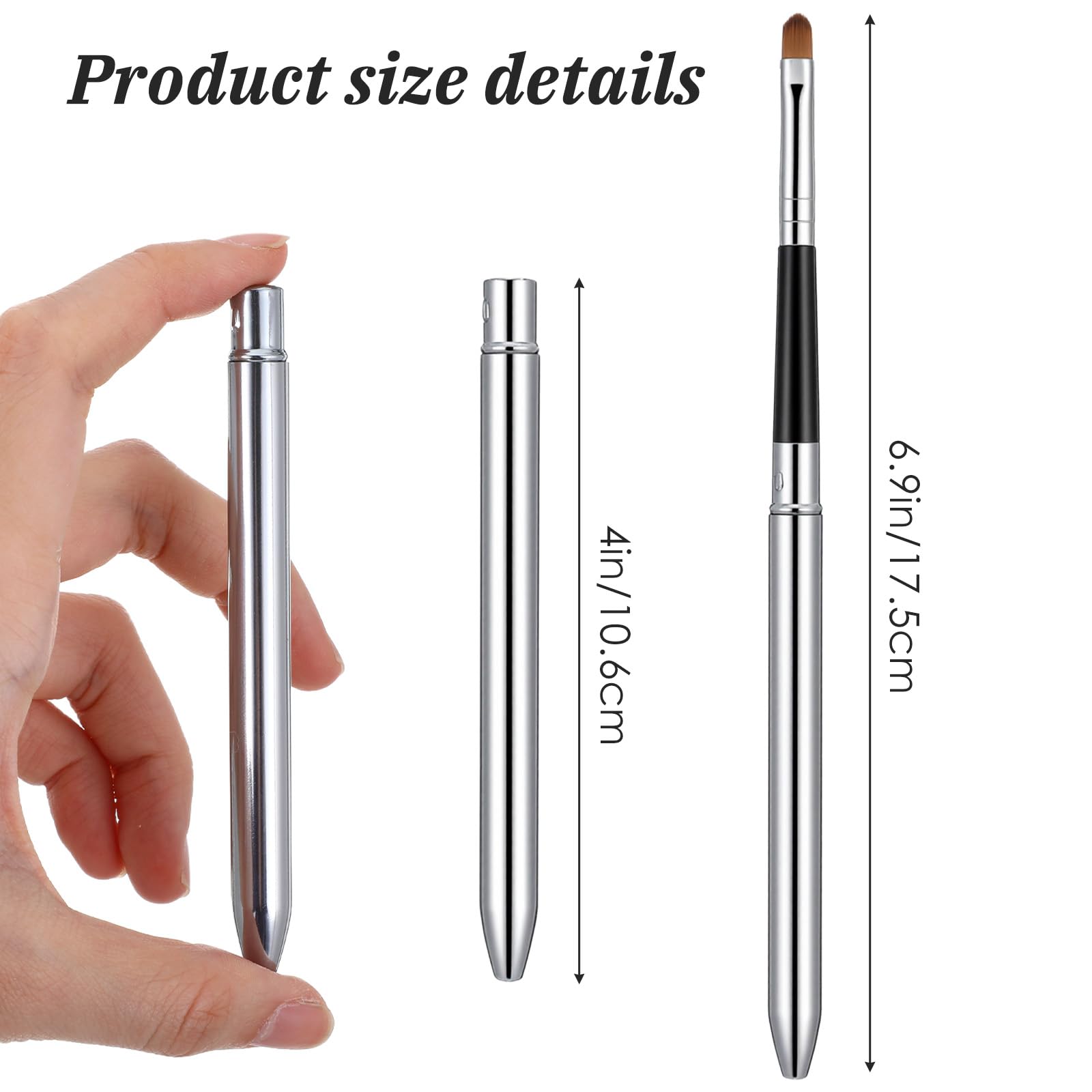 Lot de 6 pinceaux à lèvres rétractables pour rouge à lèvres avec capuchon argenté pour maquillage précis des lèvres pour femmes et filles