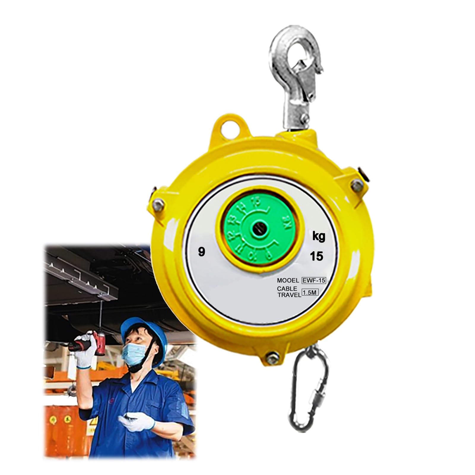 Equilibrador De Resorte, Equilibrador De Resorte Colgante, Equilibrador De Resorte Retráctil Ajustable Adecuado para Talleres De Fábrica, Soldadura De Piezas Y Varias Líneas De En,9-15kg