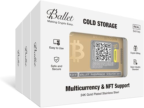 Ballet Paquete de 3 Bitcoin real, edición dorada, la tarjeta de almacenamiento en frío de criptomonedas más fácil, cartera de hardware de