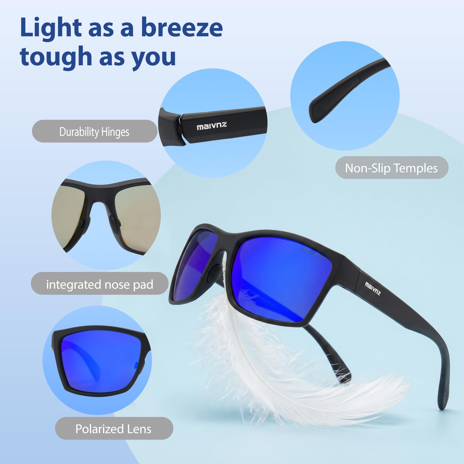 maivnz Gafas de sol polarizadas flotantes para hombre, protección UV, gafas de pesca, barco, kayak, deportes acuáticos