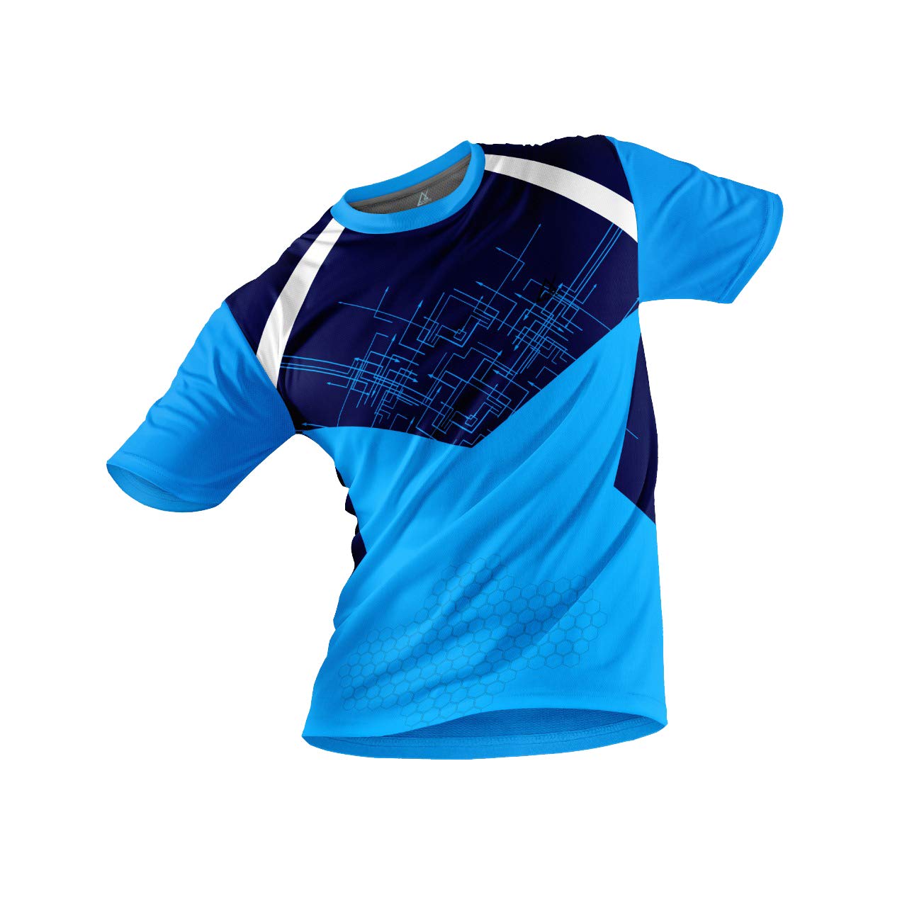 JJ TEES Polyester Half Sleeve Jersey with Round Collar and Digital Print All Over for Men (Color: Black and Neon Green)