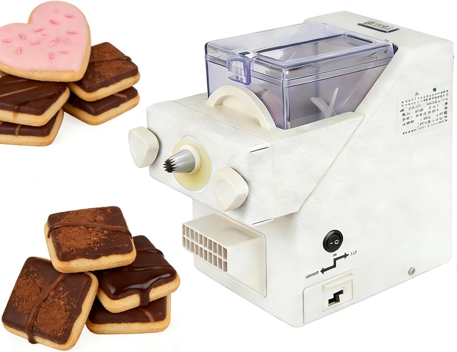 GYKOZY Automatic Cookie Maker, Biscuit Form Press Machine, Electric Baking Tool, 8 Replaceable Nozzles for DIY Cookies and Biscuits