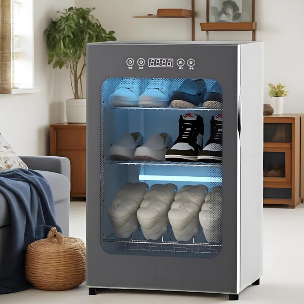 Asciuga Scarpe Intelligente, Armadio Asciuga Scarpe a 3 Ripiani, Asciugatura Termostatica a 60 °C, Elimina Efficacemente L'umidità dalle Calzature, può Contenere 6-8 Paia di Scarpe