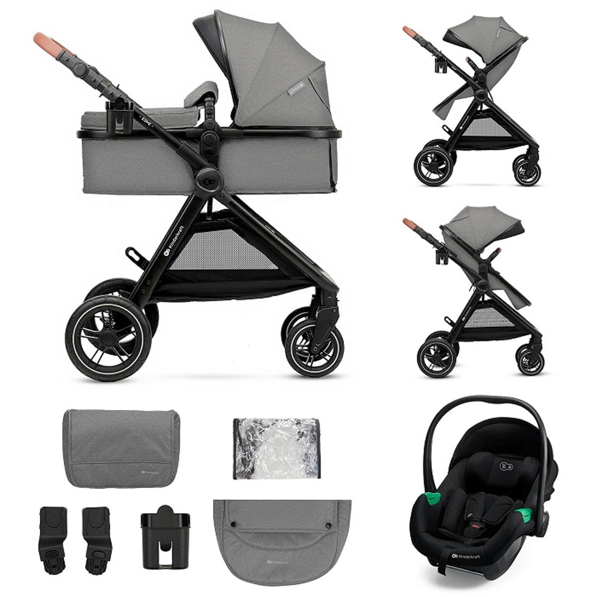Kinderkraft ESME PRO 3 en 1 Cochecito combinado, color gris