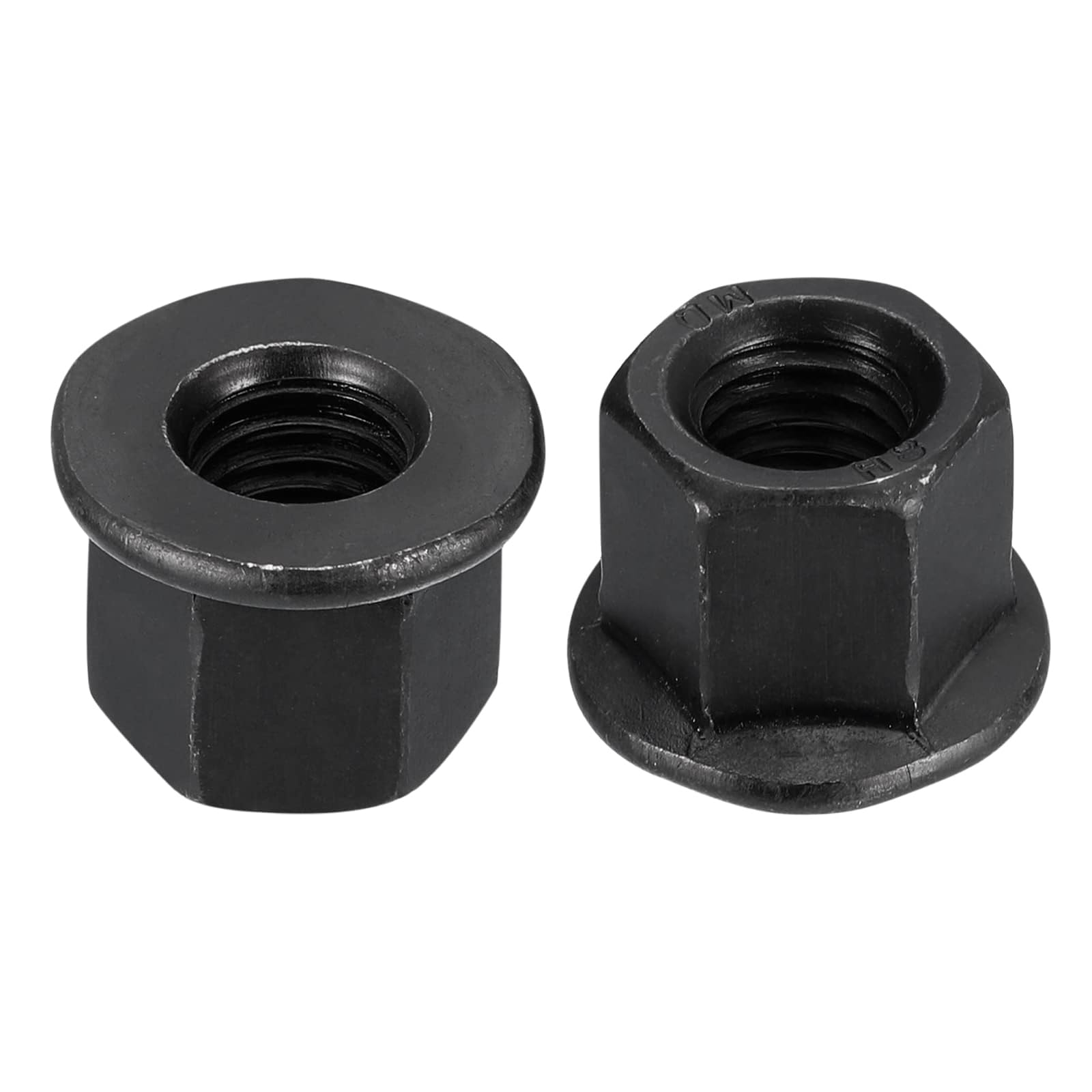 TOP-VIGOR M12 Flange Hex Nuts, 2 Grade 12.9 Carbon Steel Lock Nuts with Black Oxide Finish, Heavy Duty Flange Thread Nut for Machinery and Automotive