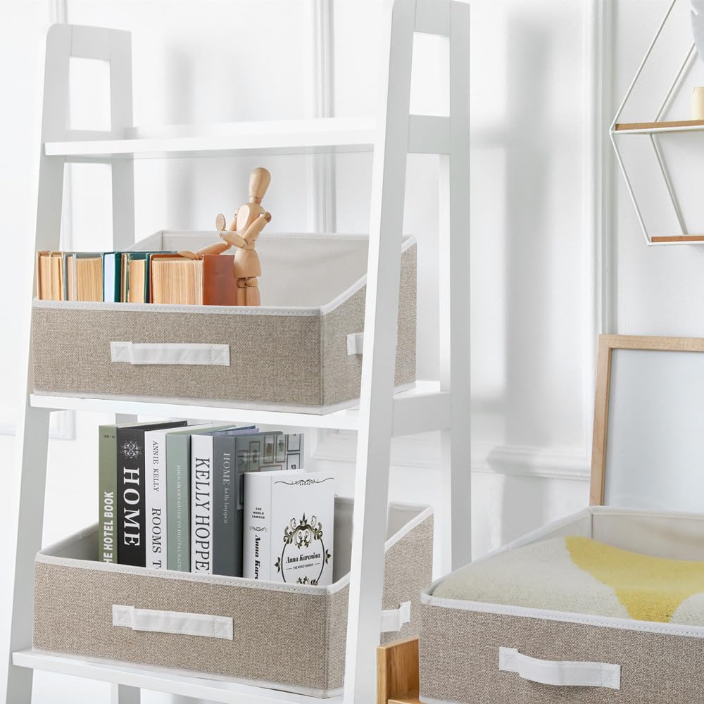 Fordonral 6 Stück Schrank-Aufbewahrungskörbe, Regalkörbe für Organisation, Trapez-Aufbewahrungsbehälter, Schrankregal, Organizer für Kleidung, Spielzeug, Handtuch, Bücher, Babykleidung (6 Stück,