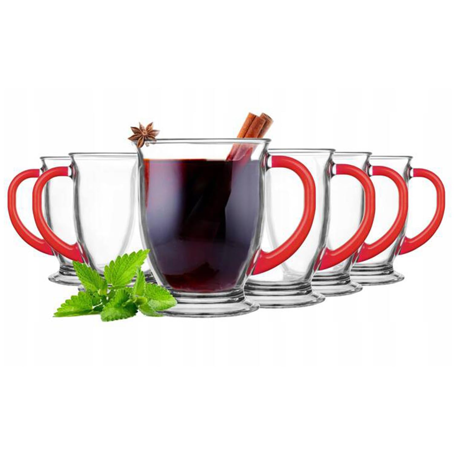 Glasmark Krosno 1992 Transparent Cuba Mug 400 Ml Painted Ear Red Kpl6