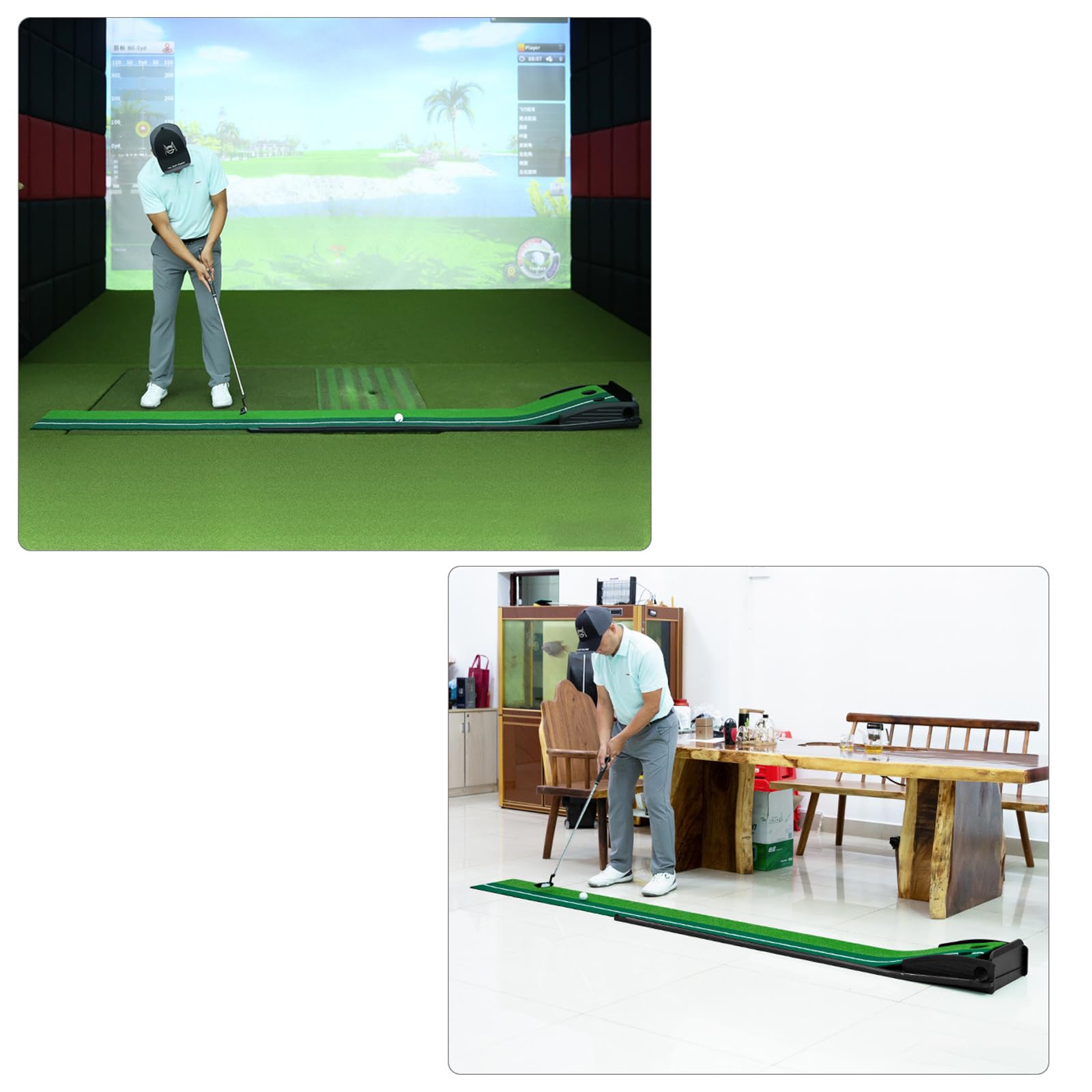 Putting Green de Golf para Interiores, tapete para Putt de Golf para Interiores con Retorno automático de Pelota, Juego de Mini Golf, Ayuda para Entrenamiento de Golf, para el hogar, Oficina