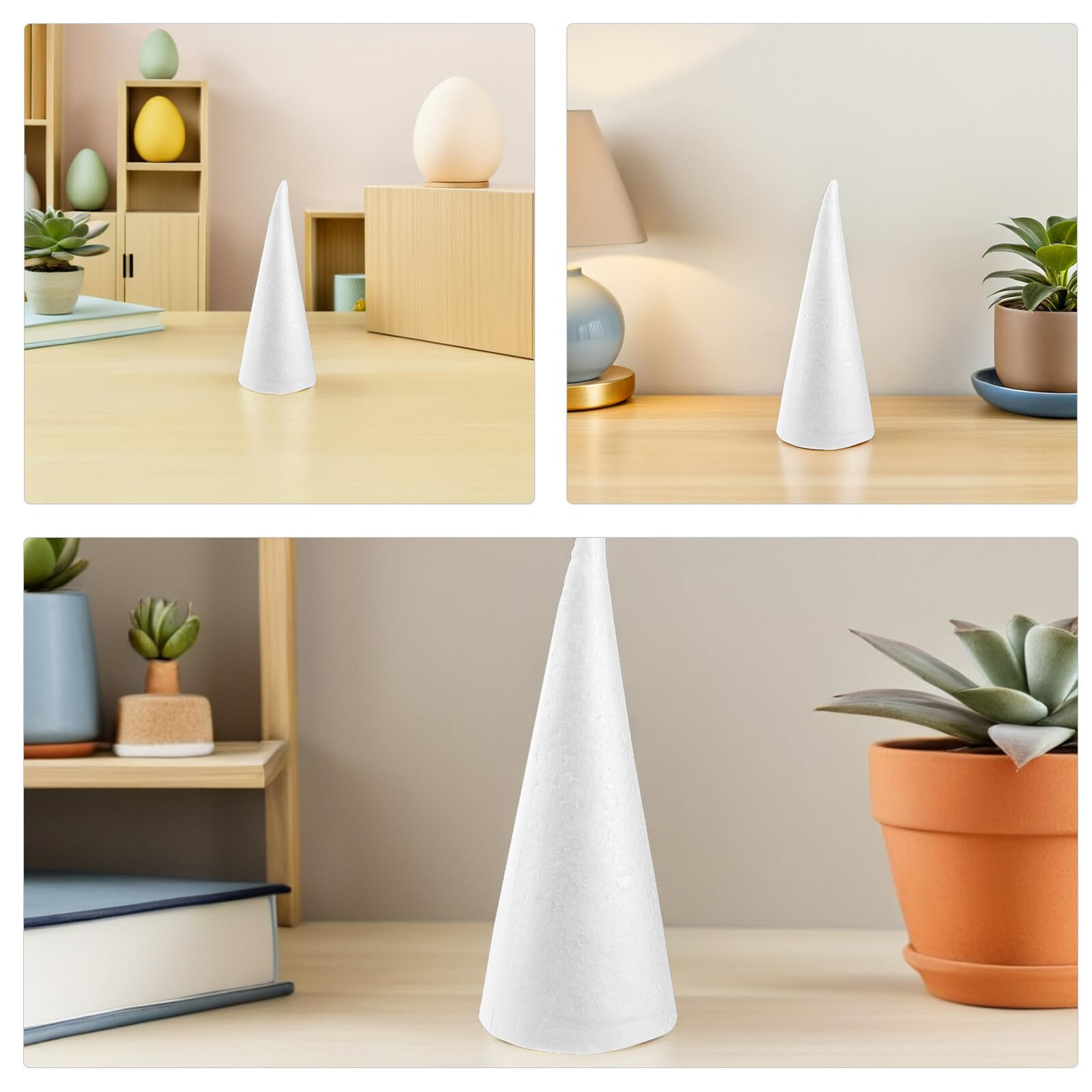 Hemobllo 12 Pezzi Forme a Cono in Schiuma Bianca per Alberi di Natale in Polistirolo per Progetti Fai da Te Dimensioni per Decorazioni Natalizie e Lavoretti