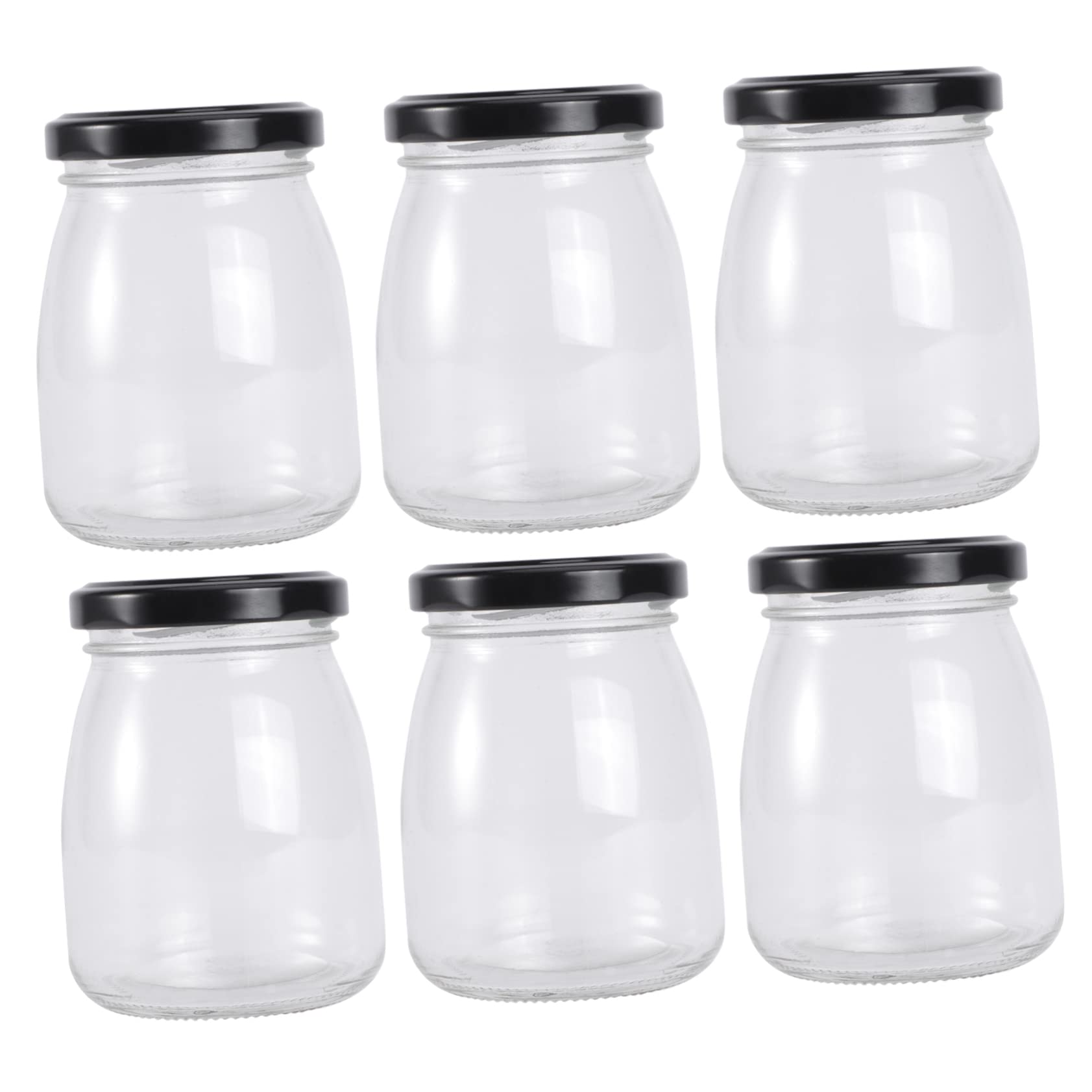 STOBAZA Glass Bottles 6 Pack Food Storage Honey Mousse Yogurt Jam Leakproof Lid Dishwasher Safe