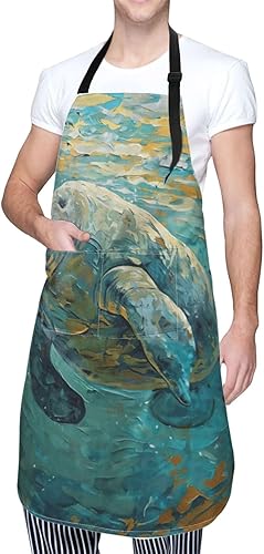 Miniatura 2 de Delantal impermeable con 2 bolsillos, delantales de chef de cocina, baberos para cocinar, hornear, pintura, jardinería, aseo