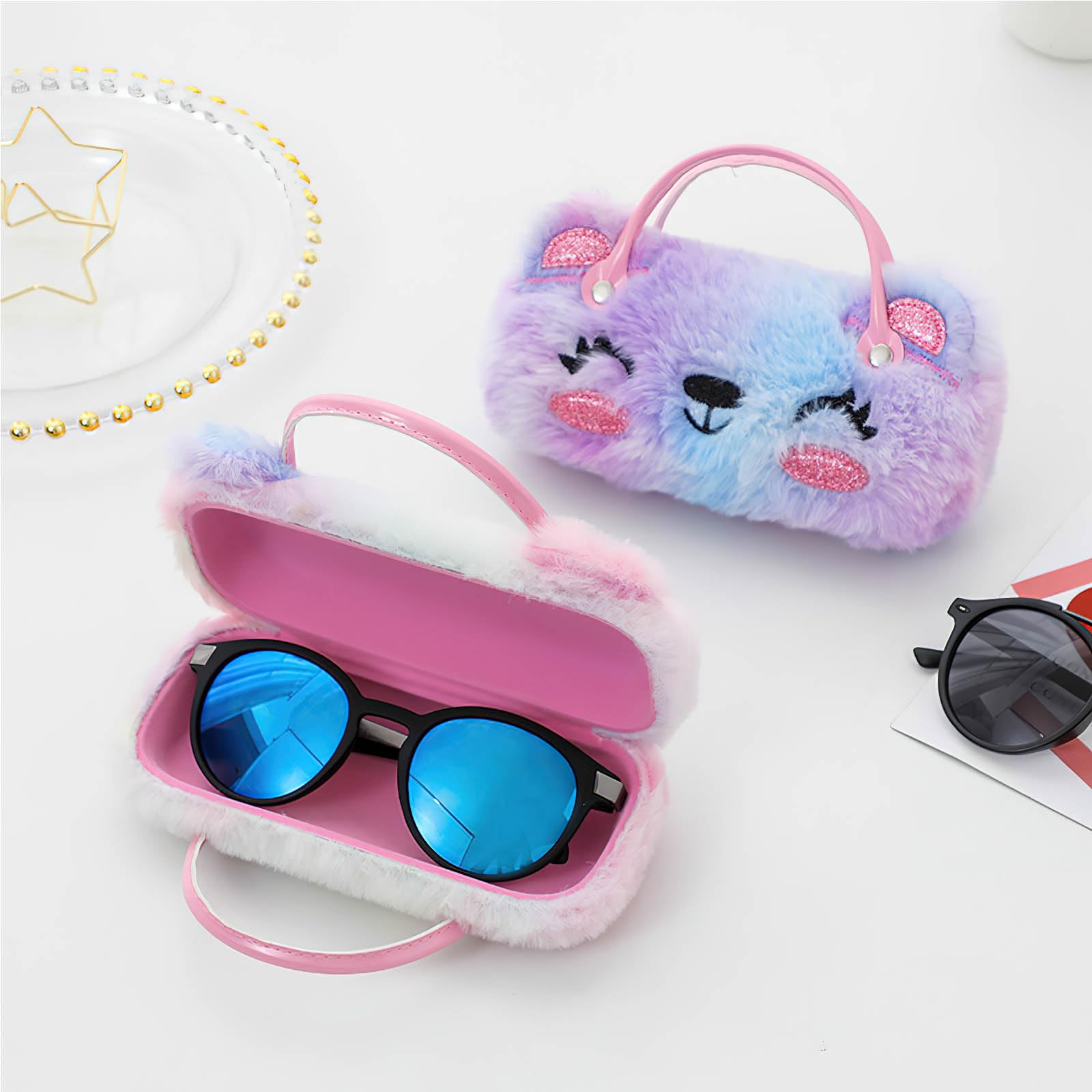 HIFOT Custodia per Occhiali Rigida, Portatile Custodia Occhiali da Vista con Maniglia per Bambini
