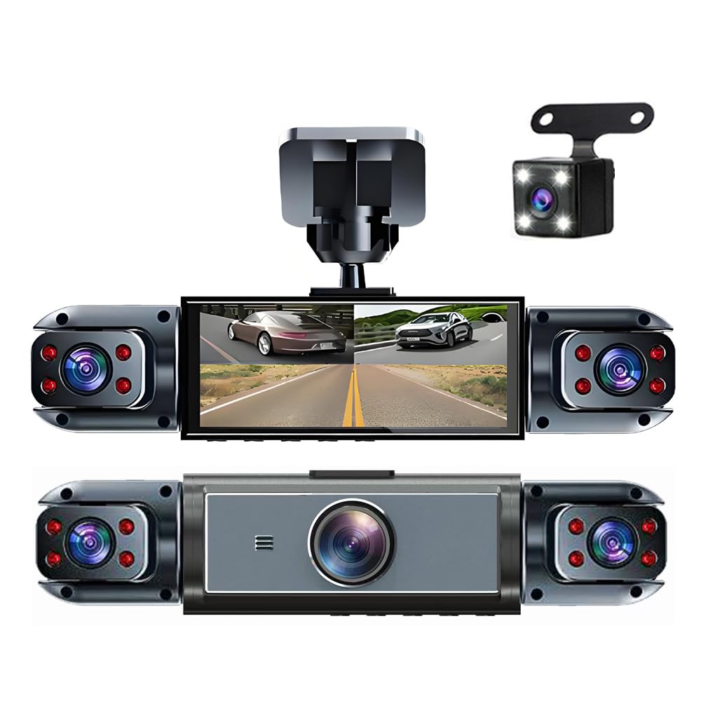 4-kanałowa kamera samochodowa do samochodów, aplikacja WiFi 360 stopni ochrona panoramiczna WDR, przednie kamery wewnętrzne i tylne, obrotowy obiektyw IR Night Vision 1080P + 480 * 3 jednoczesne