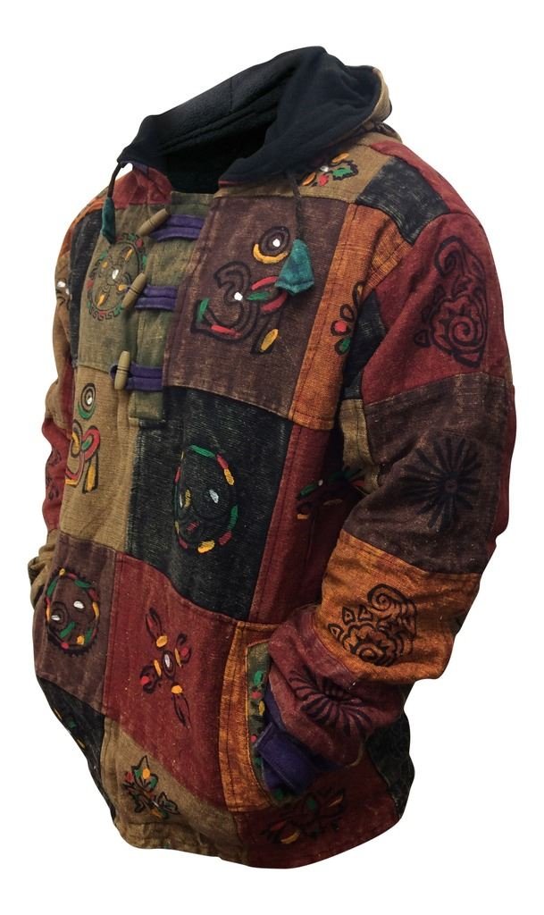 SHOPOHOLIC FASHION Mens Multicoloured Patchwork Fleece Hoodie Jumper(M) - Image 3