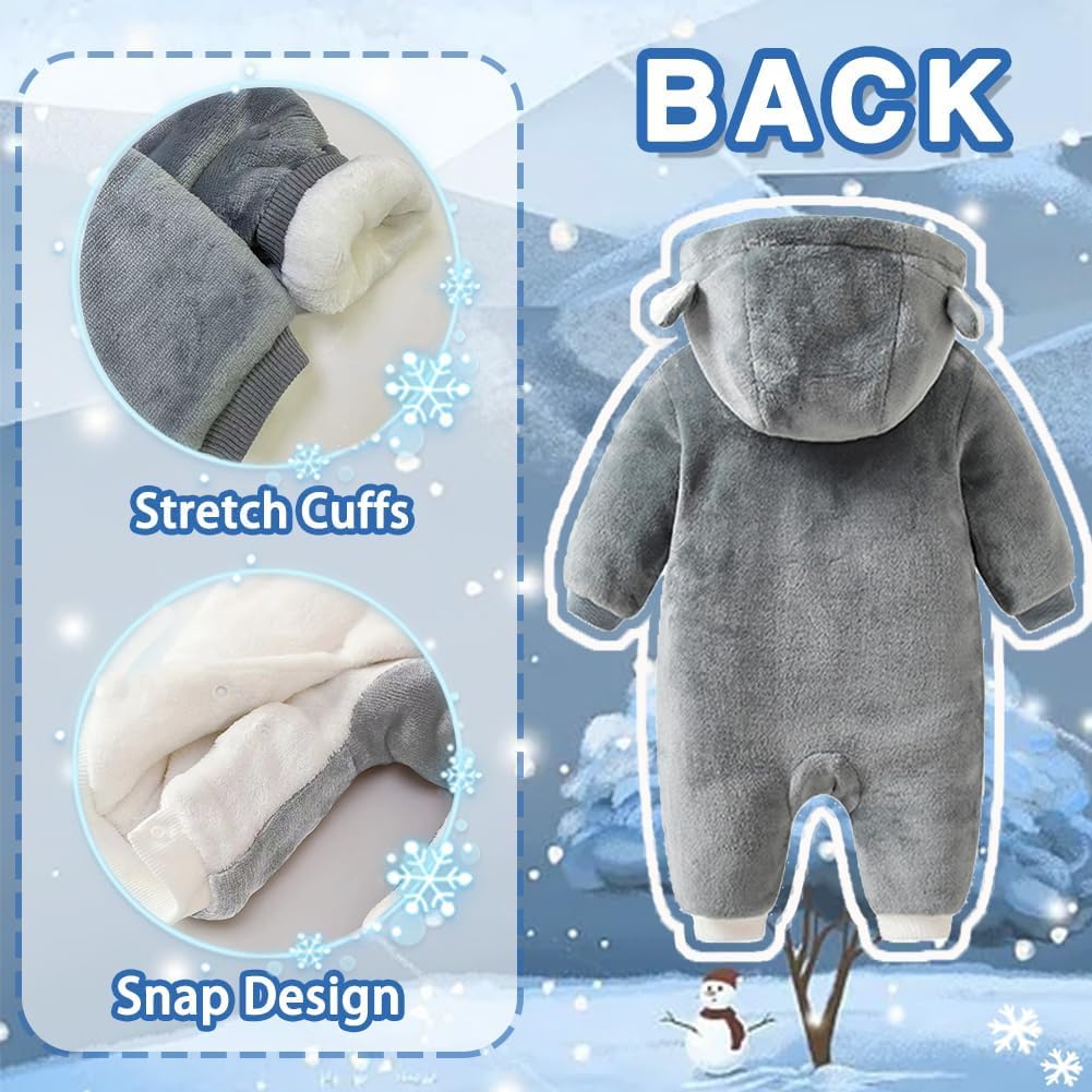 Bambino Inverno Snowsuit Orso Pagliaccetto Caldo con Cappuccio Tuta Onesie Neonato Cappotto Outwear per Ragazzo Ragazza