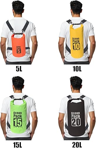 Miniatura 8 de Bolsa seca flotante impermeable de 5L10L15L20L, saco enrollable para kayak, natación, camping, senderismo, playa, pesca, buceo, correas resistentes