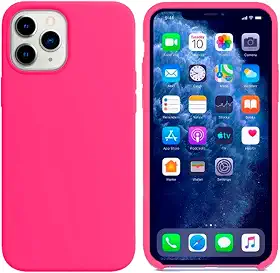 Capinha Colorida Compatível Com iPhone 11 Pro Max Vermelha ,Preta, Laranja, Amarela, Azul, Rosa, Pink, Branca, Lilás, Marrom, Verde, Roxo, Case Slim Flexível Aveludada Com 3 Camadas De Proteção PREMIUM ONYK (ROSA PINK)