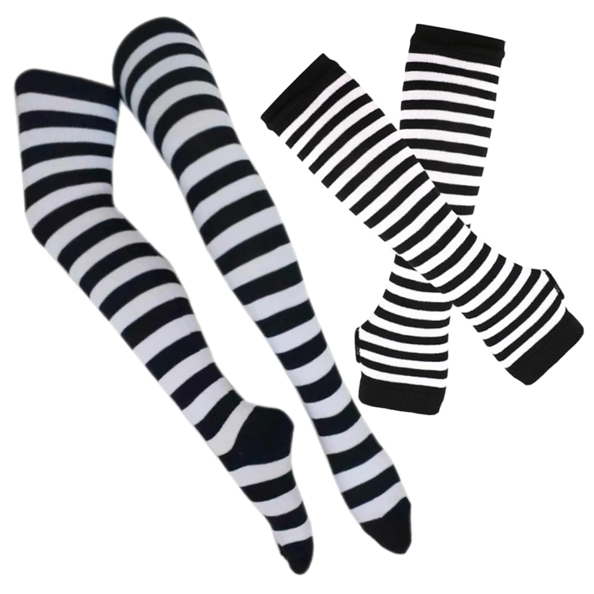 COLLBATH 1Set Striped Arm Warmers High Warmth Leg Socks Windproof and Washable for Winter Activities Friends Family Comfortable Fit for Cold Weather