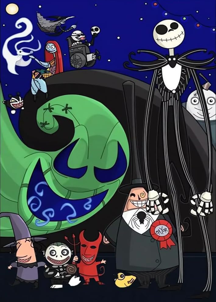 RYMILIE Kits de pintura de diamantes para adultos Jack and Sally DIY 5D Diamond Art Kits Full Drill Diamond Dots Pinturas con diamantes, arte y