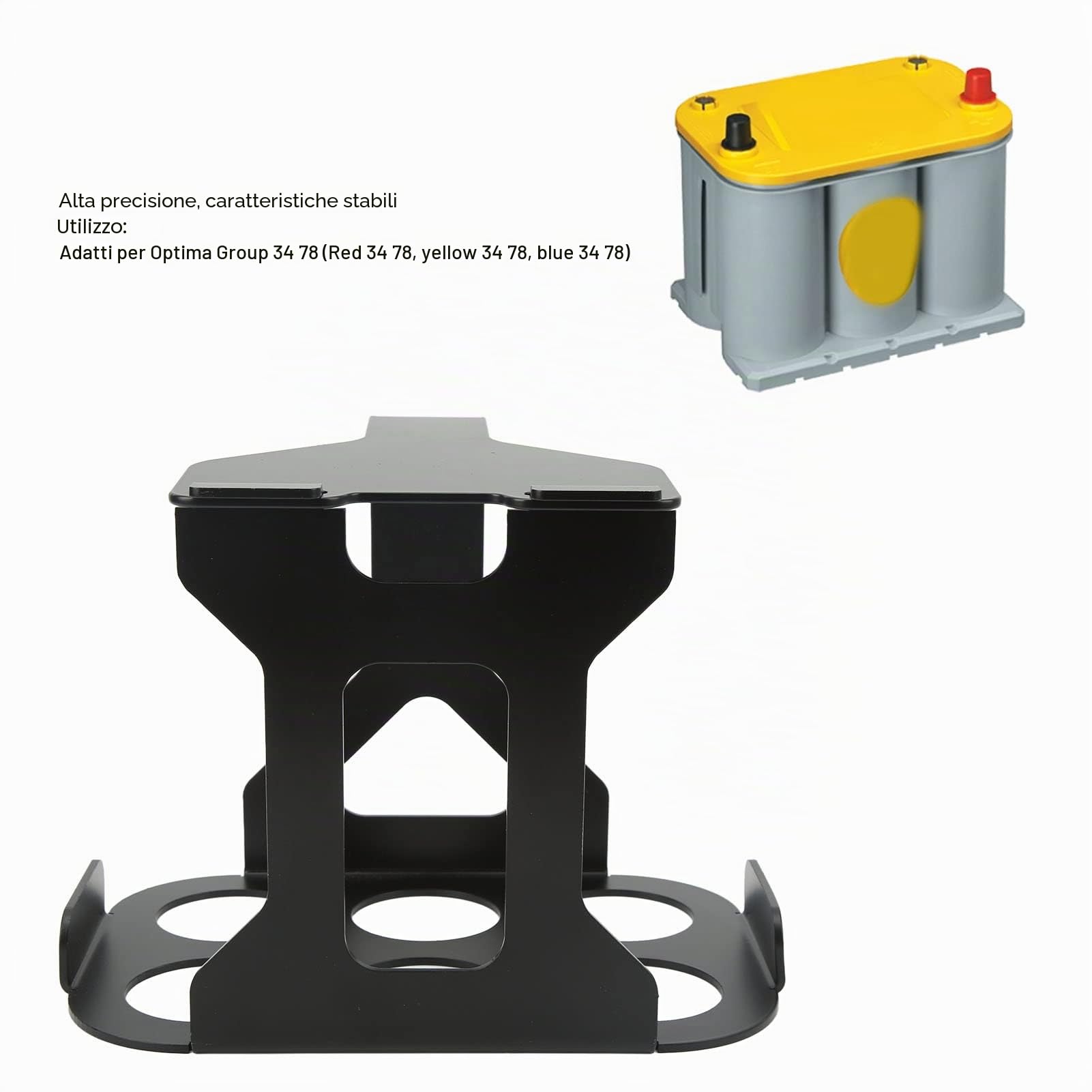 Vassoio di Fissaggio della Batteria, Supporto del vano Batteria in Acciaio al Carbonio Adatto per Optima Group 34 78