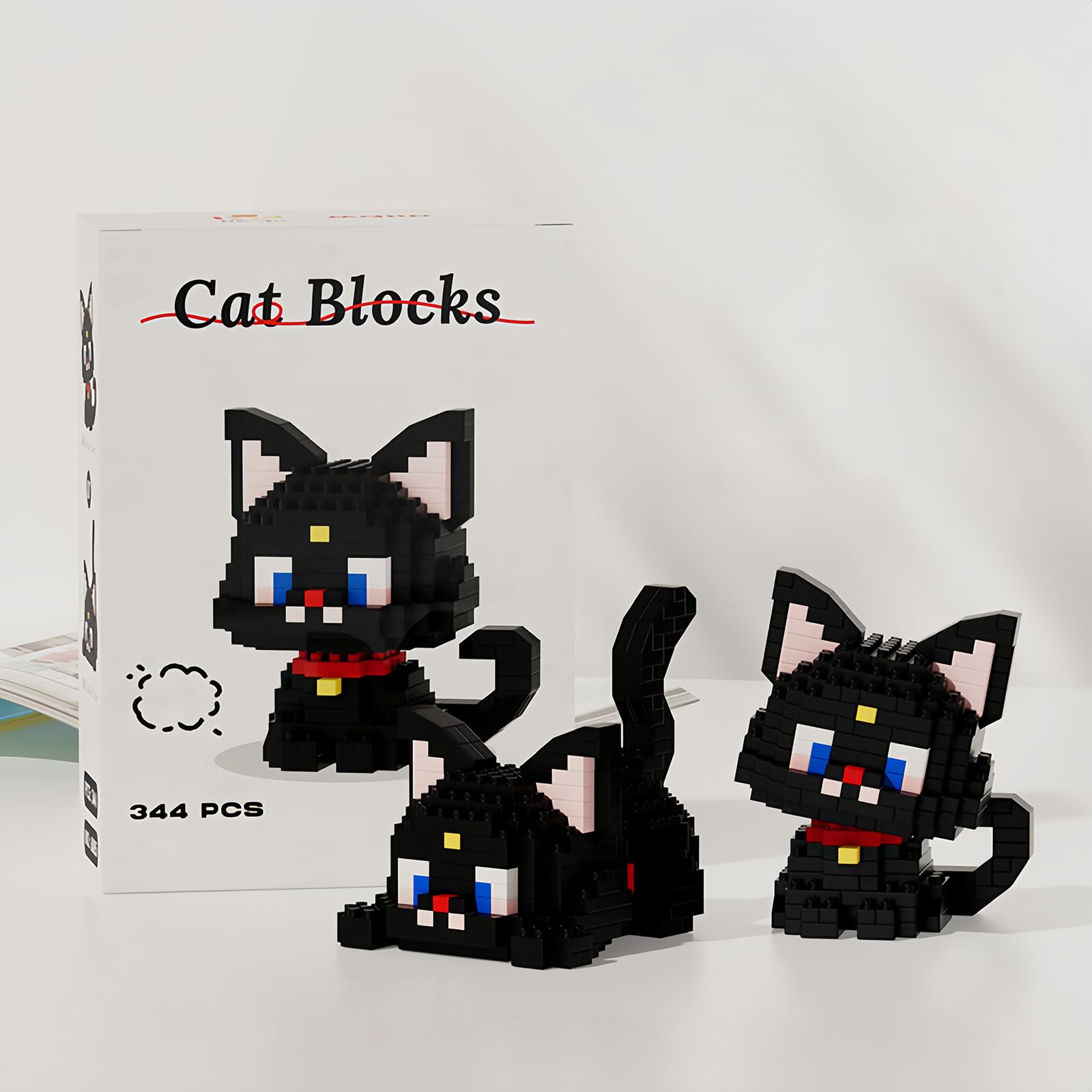 NOOLY Animal Micro Building Blocks Set Mini Cat Building Toy Bricks Kits for Adult and Kids WKLJM-09 (2 in 1 Black cat,344PCS) - Image 3