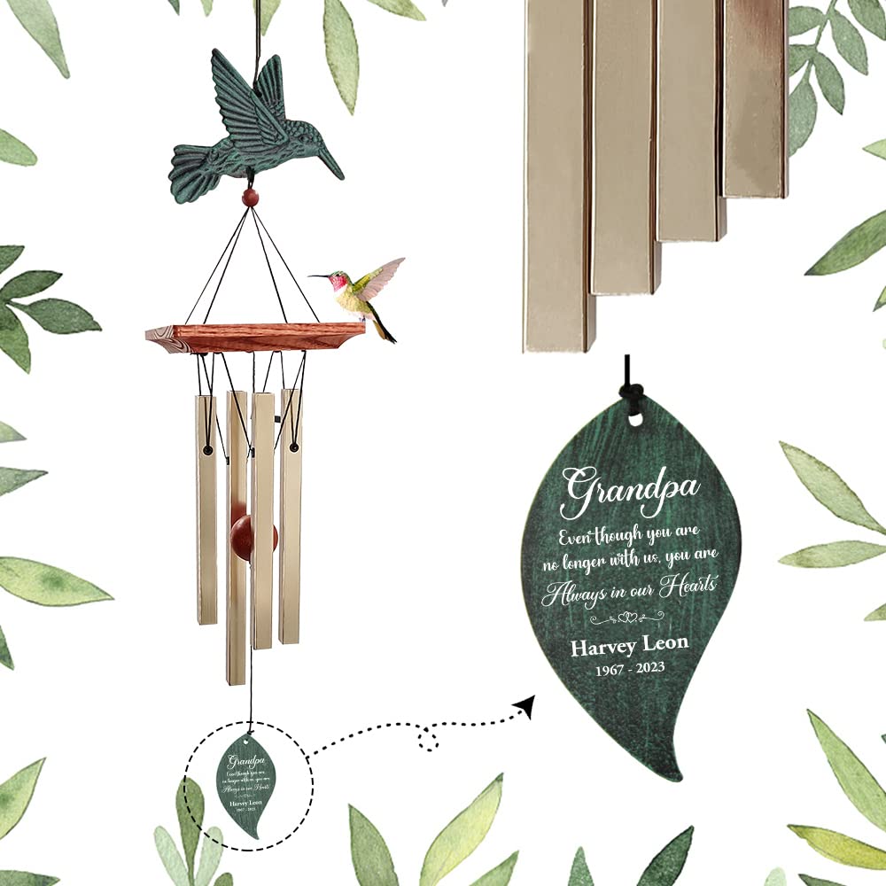 ASTARIN Memorial Custom Wind Chimes for Loss of Loved One, Wind Chimes for Patio Yard Decor, 24'' (Condolences-9)