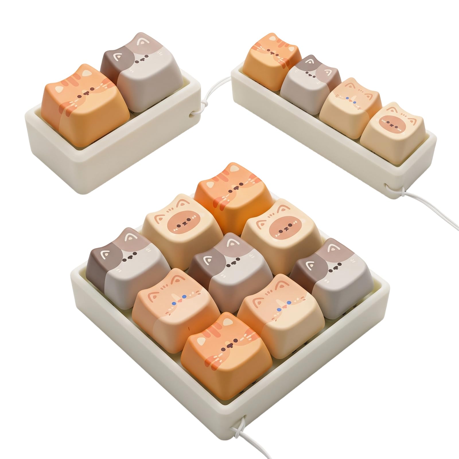 3Pcs Cat Keyboard Fidget Toy, Mini Keyboard Clicker Fidget with Lanyard