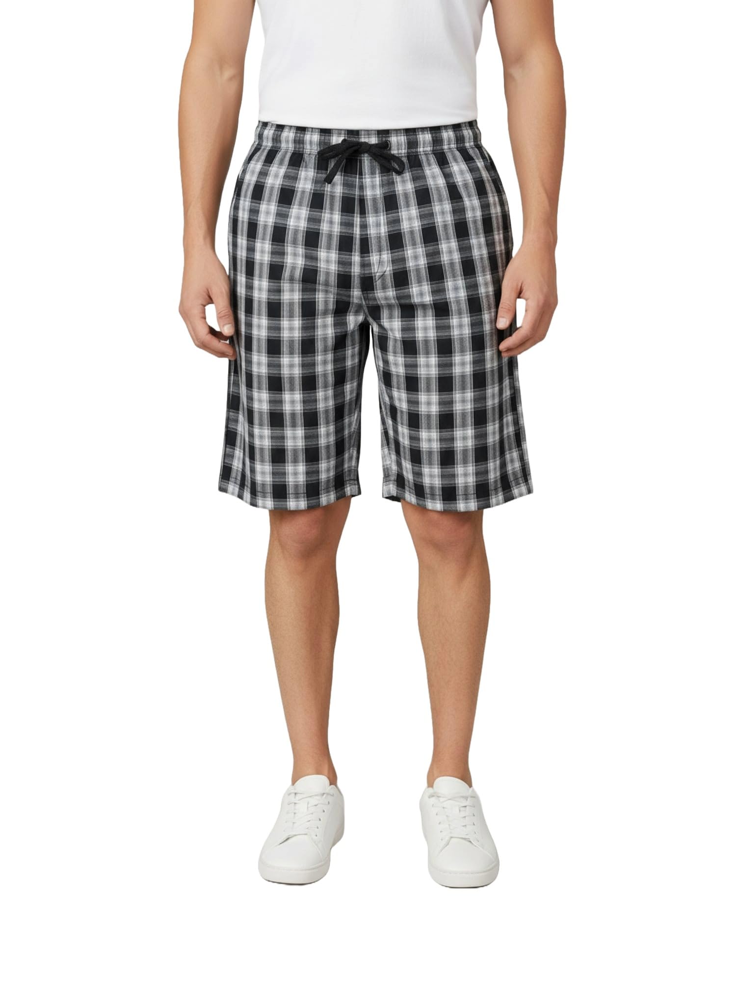 twist99 Mens Cotton Checkered Plus Size Shorts with Elastic-picture-24