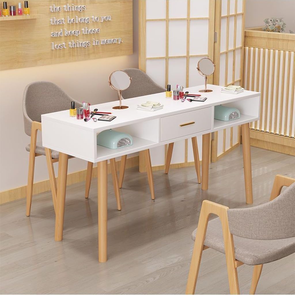 Nagelkunsttisch mit Schublade, freundlichen Paneelen und Marmorimitat, Tischbeine, Werkbank für Nageltechniker (Größe: 120 x 40 x 78 cm, Farbe: Stil 3)