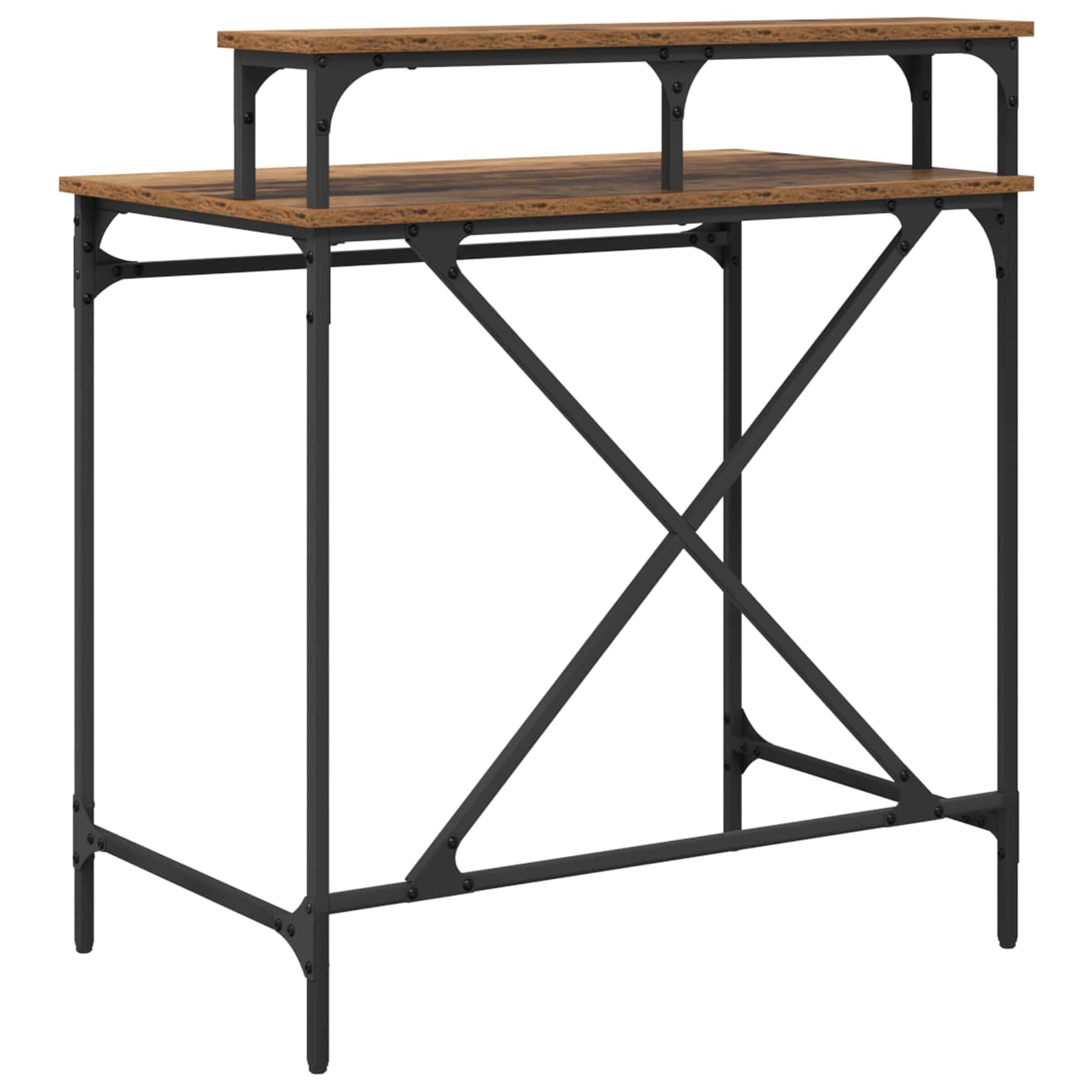 Scrivania Ufficio Stile Industriale con Ripiani 80x50x90 cm | Tavolo da lavoro compatto con scaffali integrati, ideale per ottimizzare lo spazio nello studio o in ufficio.
