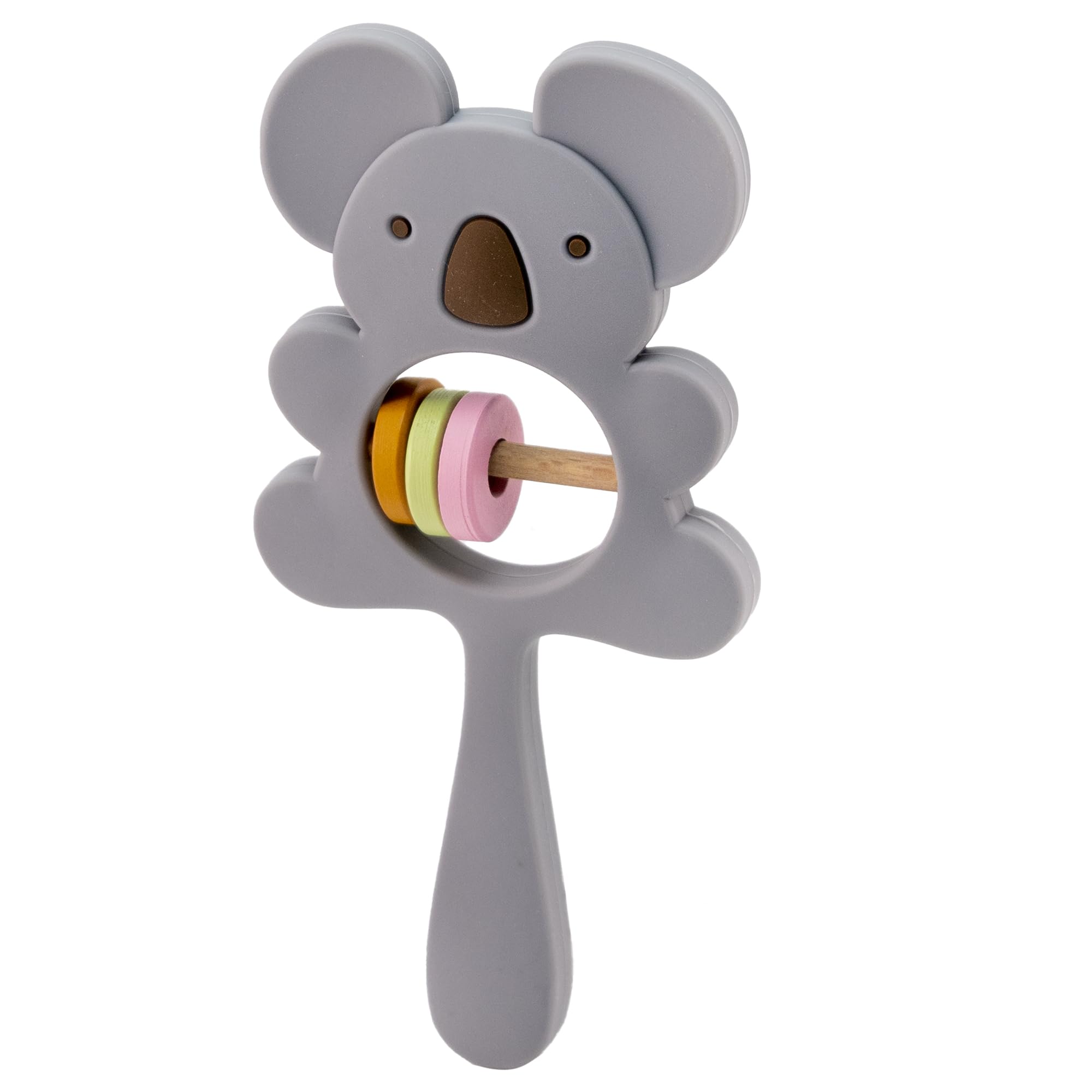 BABYZOCO Sonajero Koala, Sonajero de animal, juguete recién nacido, sonajero silicona, regalo para bebe, sonajero bebe recién nacido, mordedor de silicona Koala, 15.5 cm, Silicona, Gris