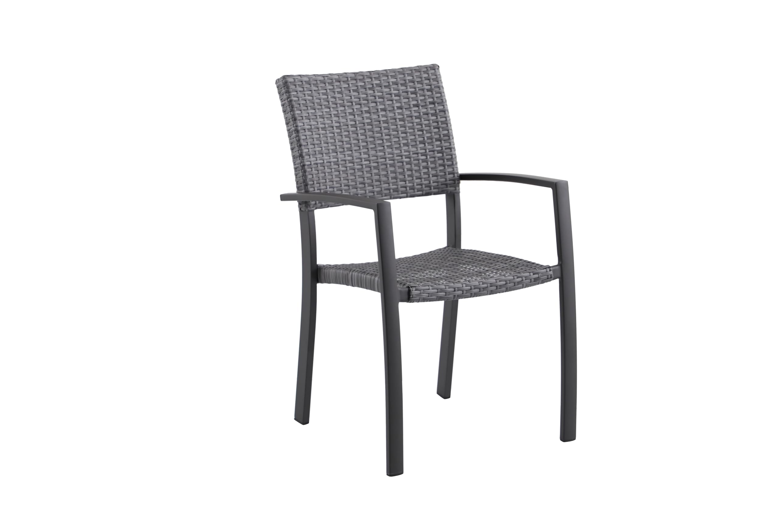 METRO Professional Garden Chair with Armrest Balsarium, Aluminium/Synthetic Rattan, Stackable, for Outdoor, Stone Grey