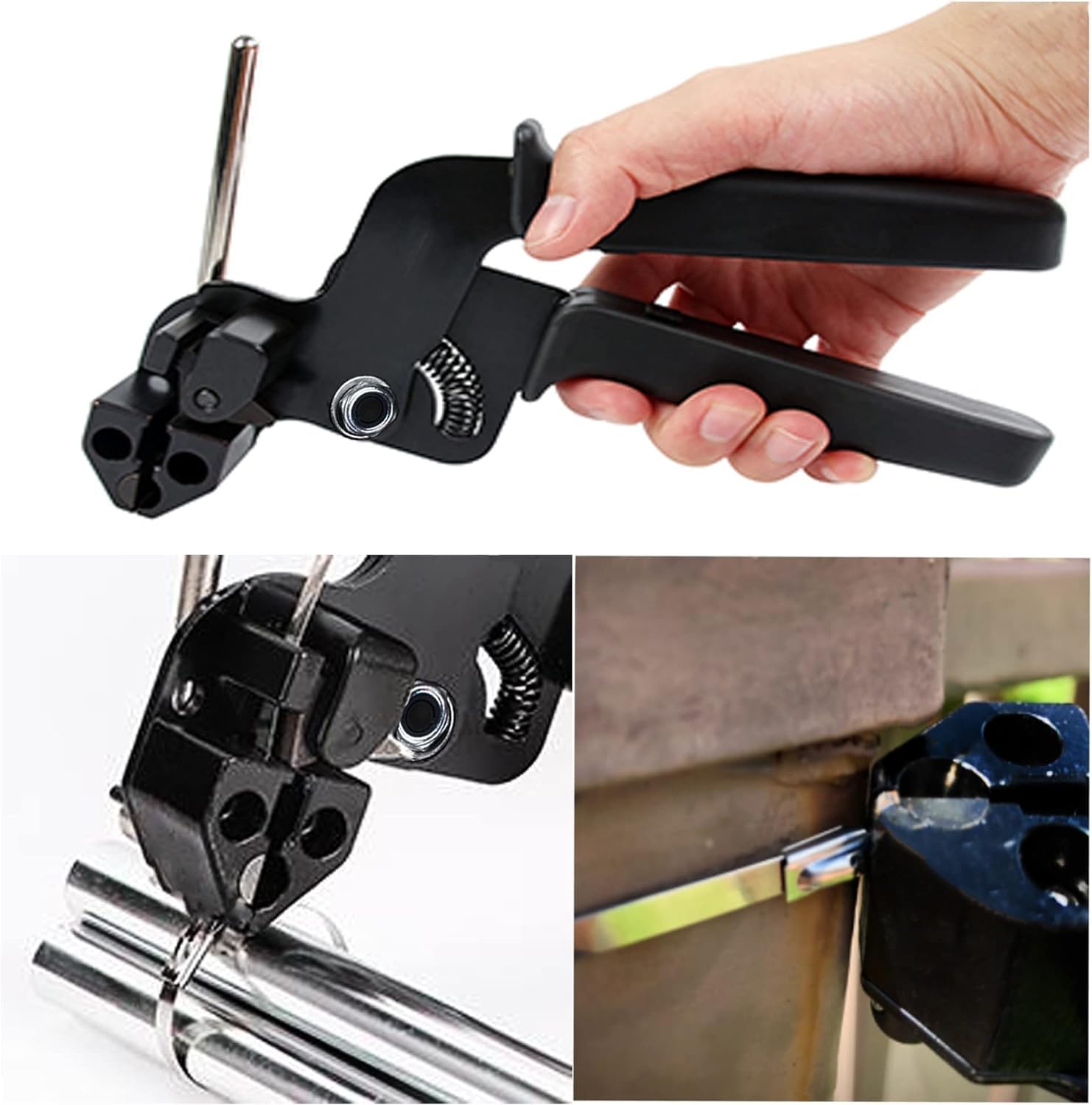 Metall Tie Gun mit 50 Stück Edelstahl Kabelbinder,Deecam Kabelbinderzange zum Verriegeln und Schneiden von Metallkabelbindern, 250mm*4.6mm-Kabelbinder Aus Edelstahl