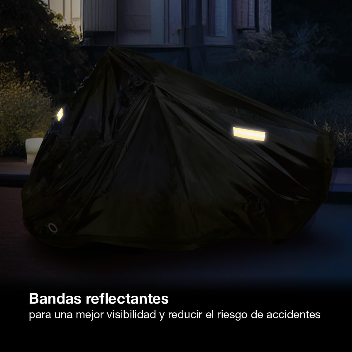 PMK GRUPO | Funda para Moto Impermeable 190T Talla L (245x105x125 cm) | Cubierta para Motocicleta y Scooter Exterior | Protector UV, Antirrobo con Ojal para Candado, Hebilla Antiviento y Reflectante