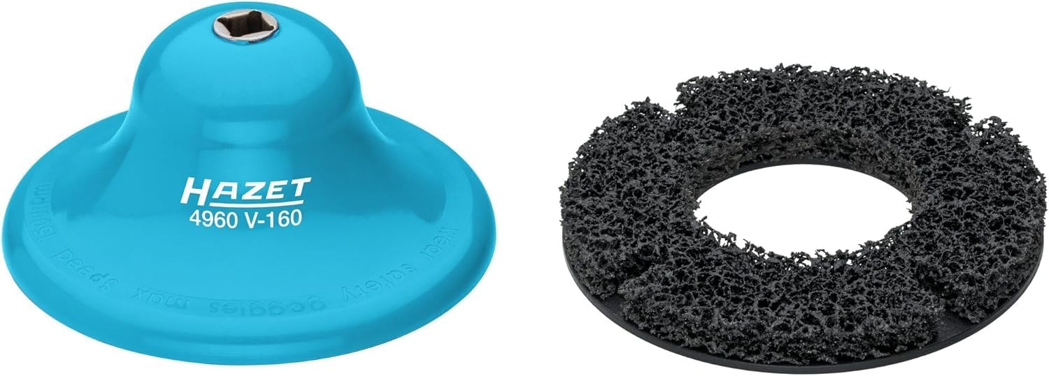 Amoladora de cubos de rueda HAZET 4960V-160/2 I 2 piezas, para cubos de rueda de automóviles de hasta 160 mm I limpieza rápida y sencilla de óxido y suciedad en cubos de rueda y discos de freno