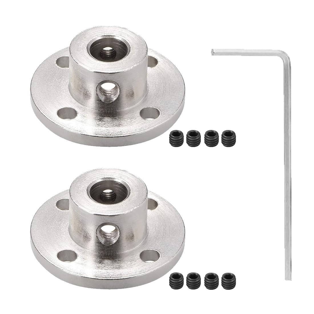 2 Pezzi 8Mm Flange Di Accoppiamento Modello Con Guida Rigida Giunto A Flangia Connettori Di Accoppiamento Flangiato Con 4Pzs Viti E 1Pz Chiave Per Fai Da Te E Motori Di Modellini Radiocomandat