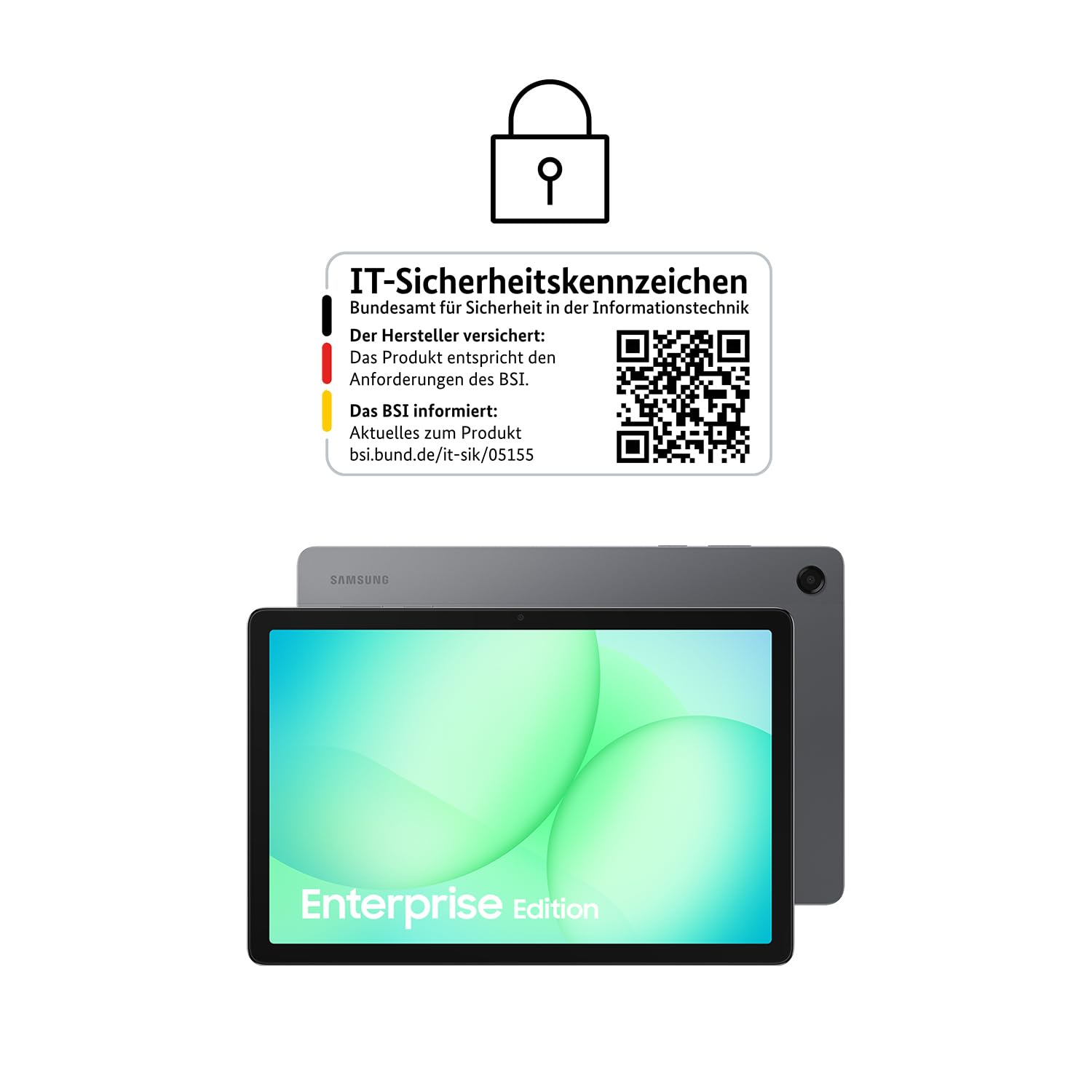 Samsung Galaxy Tab A11+ 5G Enterprise Edition, Android Tablet, 11 Zoll Display, 128 GB Speicher, 6 GB RAM, Dolby Dual-Lautsprecher, LTE, 1 Jahr Knox Suite, 3 Jahre Herstellergarantie, Grey