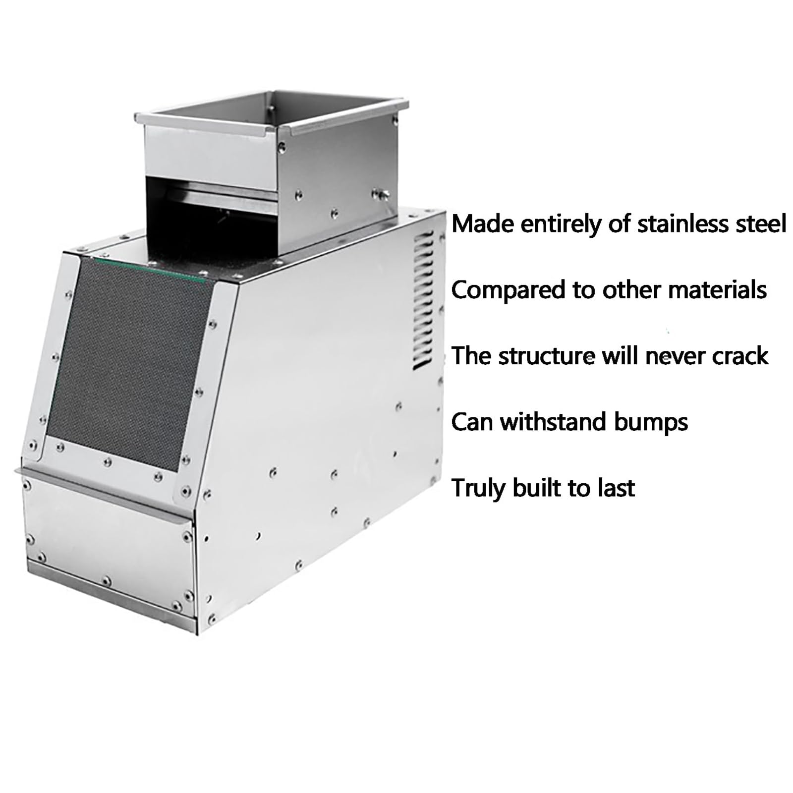 Separatore elettrico per mangime per uccelli in acciaio inox, separatore di cereali elettrico con ventola di velocità regolabile, cassetto e piastra guida di scarico per miglio, cereali vari, semi di